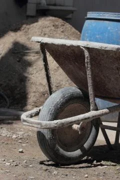 Wheelbarrow on construction site Stock Photos