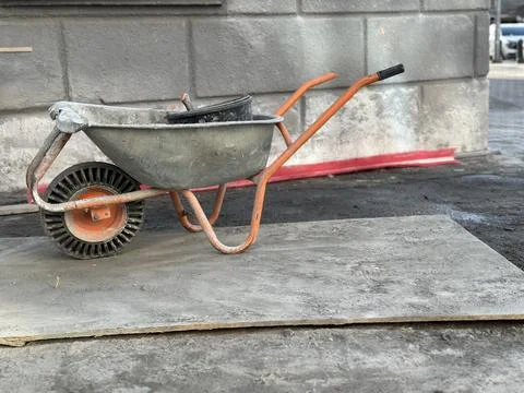 Wheelbarrow at Construction Site Stock Photos
