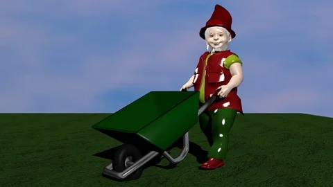 Wheelbarrow dwarf Stock Footage 76610963