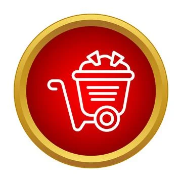 Wheelbarrow filled with dirt and tools icon Illustrazione stock