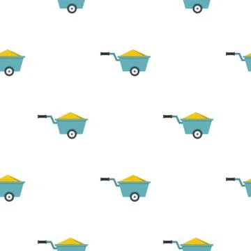 Wheelbarrow full of sand pattern flat Stock Illustration