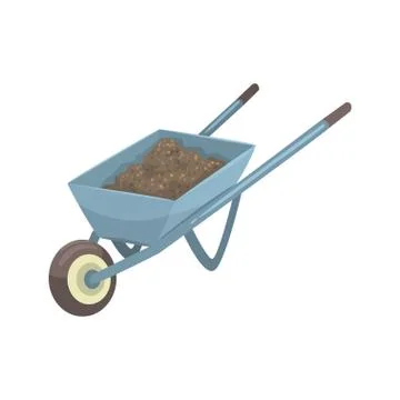 Wheelbarrow full of soil or compost cartoon vector Illustration Stock Illustration