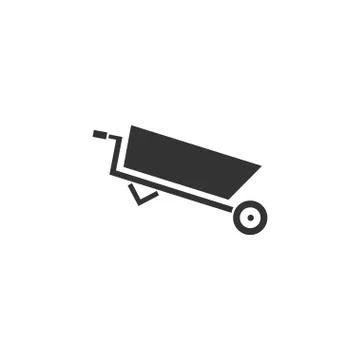 Wheelbarrow icon flat Stock Illustration