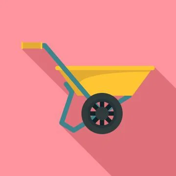 Wheelbarrow icon, flat style Stock Illustration