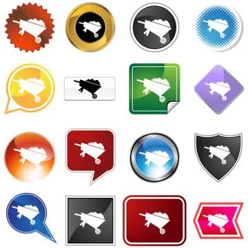 Wheelbarrow icon set Stock Illustration