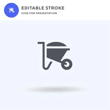 Wheelbarrow icon vector, filled flat sign, solid pictogram isolated on white Illustrazione stock