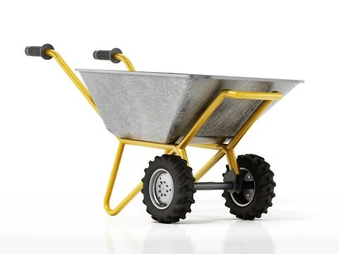 Wheelbarrow isolated on white background. 3D illustration Stock Illustration