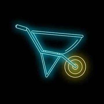 Wheelbarrow neon glow icon vector illustration Stock Illustration