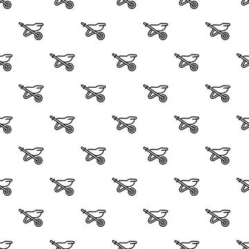 Wheelbarrow outline icon pattern for construction and gardening Illustrazione stock