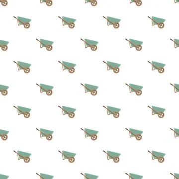 Wheelbarrow pattern for gardening and construction tools イラスト素材
