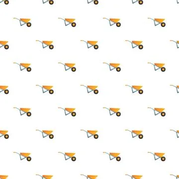 Wheelbarrow pattern a seamless construction and gardening background Stock Illustration