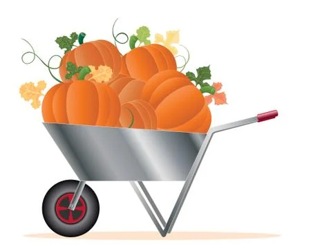 Wheelbarrow with pumpkins Stock Illustration