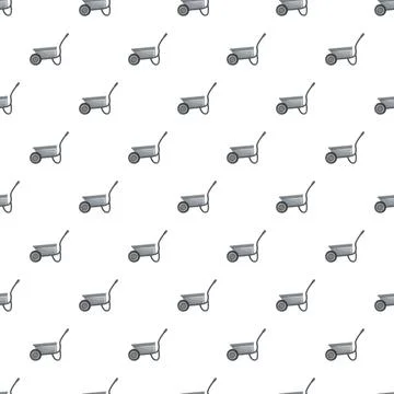 Wheelbarrow repeating pattern for construction and gardening themes Stock Illustration