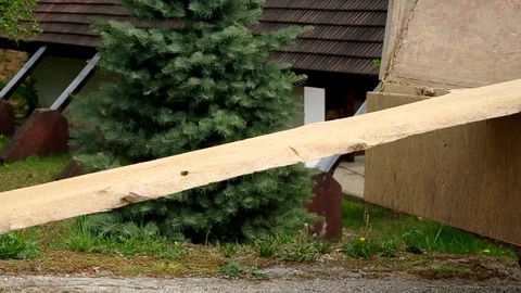 Wheelbarrow on thick boards Stock Footage 70026497