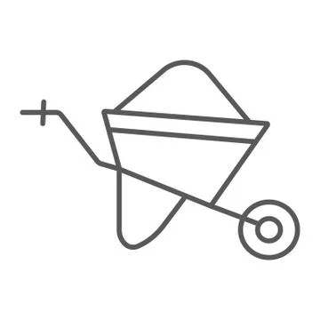 Wheelbarrow thin line icon, trolley and tool, cart sign, vector graphics, a Ilustración de archivo