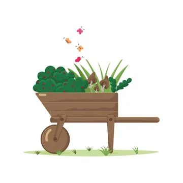 Wheelbarrow vector illustration isolated on white background Stock Illustration