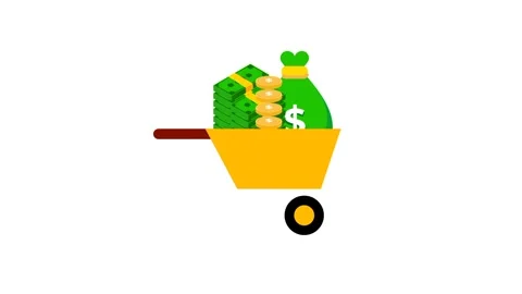 Wheelbarrow of Wealth Stock Footage 335815059