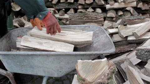Wheelbarrow wood Stock Footage 60043863