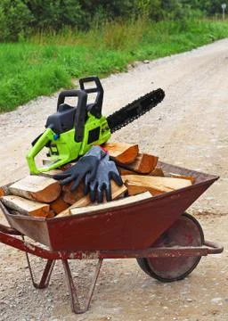 Wheelbarrow with woods Stock Photos
