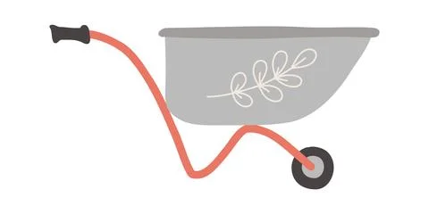 Wheelbarrow yellow garden vector tool equipment side view. Agriculture cart Stock Illustration