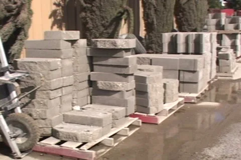 Wheelbarrows and Cement Blocks Stock Footage 626003