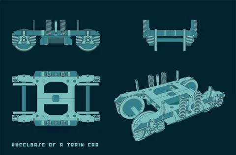 Wheelbase of a train car Illustrazione stock