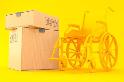 Wheelchair background with stack of boxes 스톡 일러스트