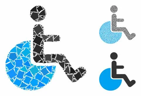 Wheelchair Composition Icon of Unequal Elements 스톡 일러스트