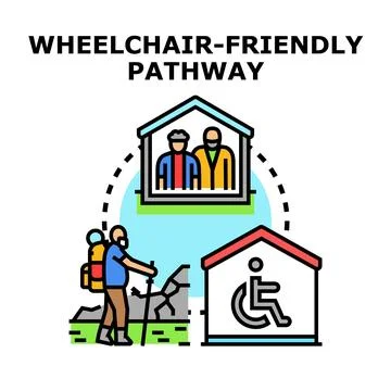 Wheelchair friendly pathway promoting accessible outdoor activities Stock Illustration