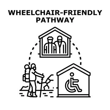 Wheelchair friendly pathway promoting accessible outdoor activities Stock Illustration