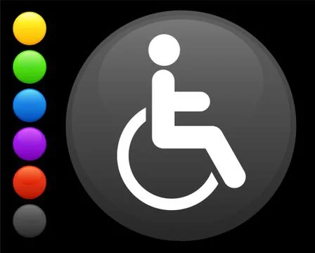Wheelchair icon on round internet button Stock Illustration