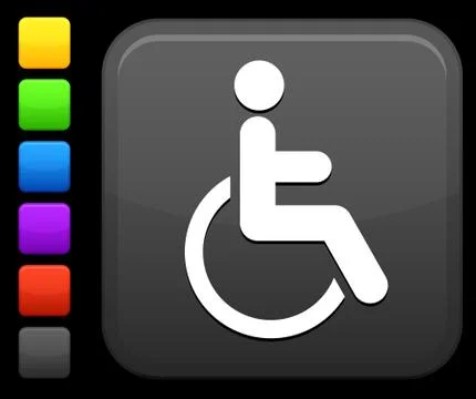 Wheelchair icon on square internet button Stock Illustration
