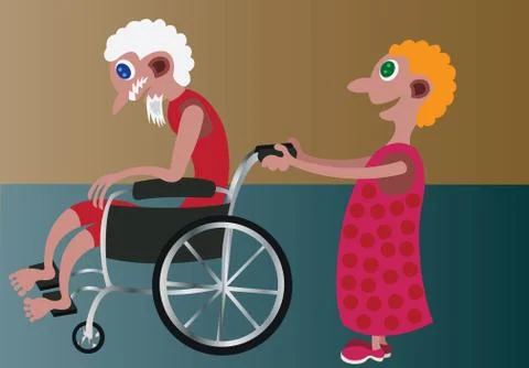 On the wheelchair Stock Illustration