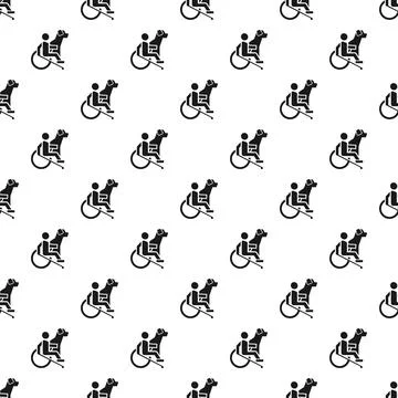 Wheelchair man dog guide pattern seamless 库存插图