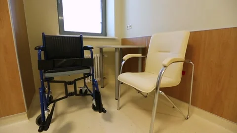 Wheelchair for patients Stock Footage 92123053