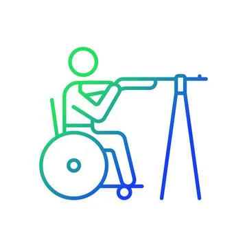 Wheelchair shooting gradient linear vector icon Stock-Illustration