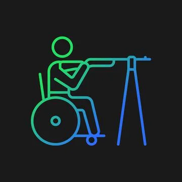 Wheelchair shooting gradient vector icon for dark theme Stock-Illustration