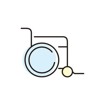 Wheelchair with a simple design in a flat style showing clear lines and basic Illustrazione stock