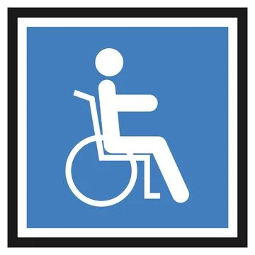 Wheelchair user, blue public information sign, accessibility pictogram Stock Illustration