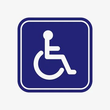 Wheelchair vector icon in blue square sign Stock Illustration
