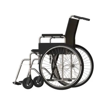 Wheelchair on a white background. Isolate. 3D rendering of excellent quality  Stockfoto's