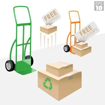 Wheeled Cart Delivery Boxes Stock Illustration