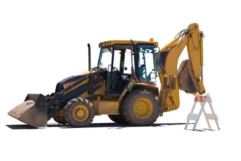 Wheeled excavator performs maintenance work. Stock Photos