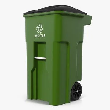 Wheeled Recycling Container with Lid 3D Model 3D Model