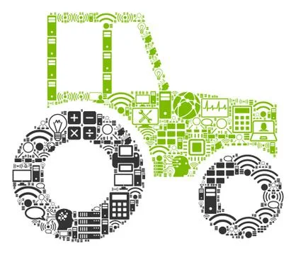 Wheeled Tractor Collage Icon for BigData and Computing Stock Illustration