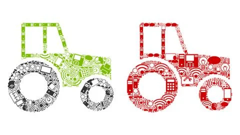 Wheeled Tractor Composition Icons for BigData Stock Illustration