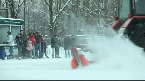 Wheeled tractor drift on the ice Stock Footage 961792