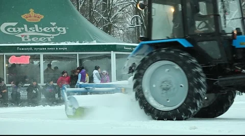 Wheeled tractor drift on the ice Stock Footage 961851