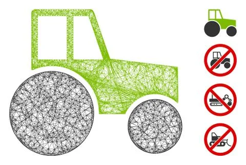 Wheeled Tractor Web Vector Mesh Illustration 库存插图