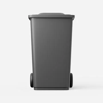 Wheelie bin in grey on a plain background. 3d render. Stock Illustration
